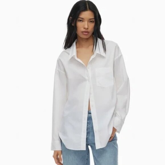Aritzia Wilfred Free Relaxed Button Up Shirt White Size Small - Picture 1 of 9